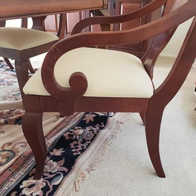 LOT 1: American Drew Dining Set-6 Chairs, Table & Table Protector