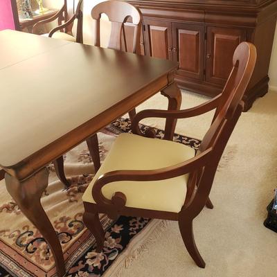 LOT 1: American Drew Dining Set-6 Chairs, Table & Table Protector