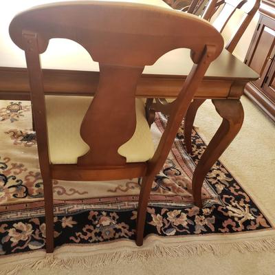LOT 1: American Drew Dining Set-6 Chairs, Table & Table Protector