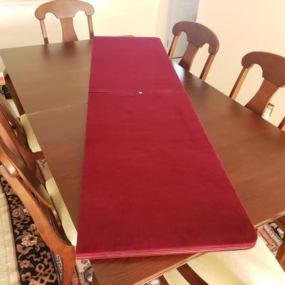 LOT 1: American Drew Dining Set-6 Chairs, Table & Table Protector