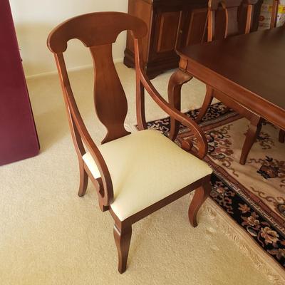 LOT 1: American Drew Dining Set-6 Chairs, Table & Table Protector