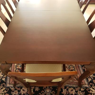 LOT 1: American Drew Dining Set-6 Chairs, Table & Table Protector