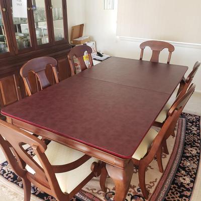 LOT 1: American Drew Dining Set-6 Chairs, Table & Table Protector