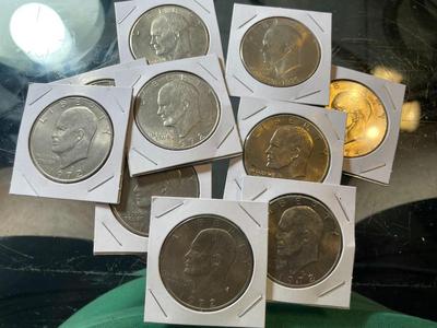 10 Eisenhower Clad Dollar Lot in AU/UNCIRCULATED Condition as Pictured.