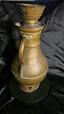 Vintage Hand-Forged Kashmiri Samovar-Style Tea Boiler | Copper-Tone Decorative Water Heater with Heart-Cut Base