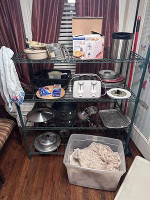 Shelf of Cookware and Misc Kitchen Items