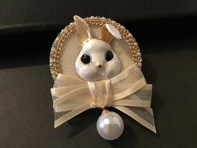Holiday Bunny Fashion Pin or Brooch