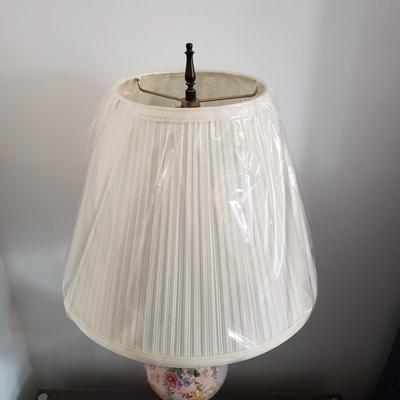 LOT 2Y: Pair of Vintage Hand Painted Porcelain & Brass Lamps