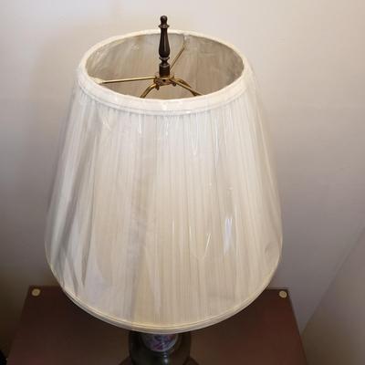 LOT 2Y: Pair of Vintage Hand Painted Porcelain & Brass Lamps