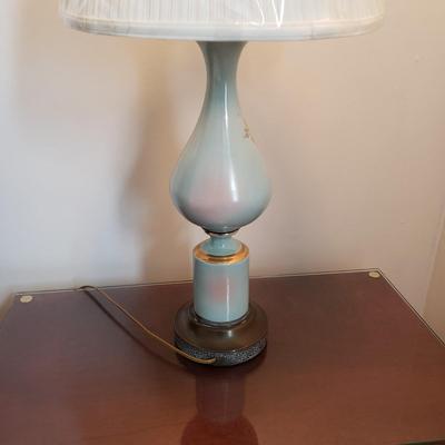 LOT 2Y: Pair of Vintage Hand Painted Porcelain & Brass Lamps