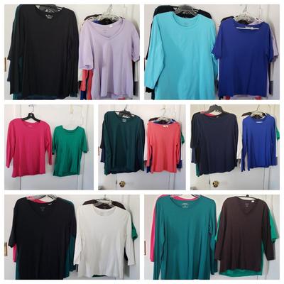 LOT 10Z: 14 Chico's Solid Tops Size 1-2