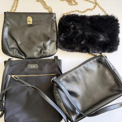 LOT 25D: Black Shoulder Bags: Kate Spade, Fuzzy Lord & Taylor & More