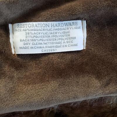 LOT 44Y: Faux Fur Pillows & Blankets by Restorarion Hardware & Others