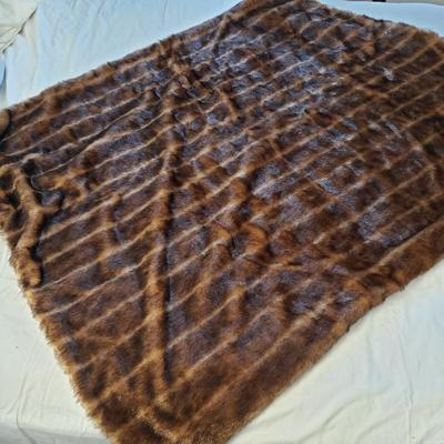 LOT 44Y: Faux Fur Pillows & Blankets by Restorarion Hardware & Others