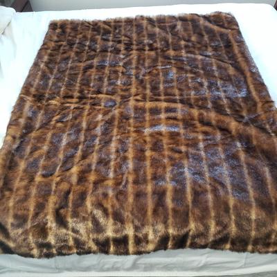 LOT 44Y: Faux Fur Pillows & Blankets by Restorarion Hardware & Others