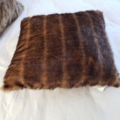 LOT 44Y: Faux Fur Pillows & Blankets by Restorarion Hardware & Others