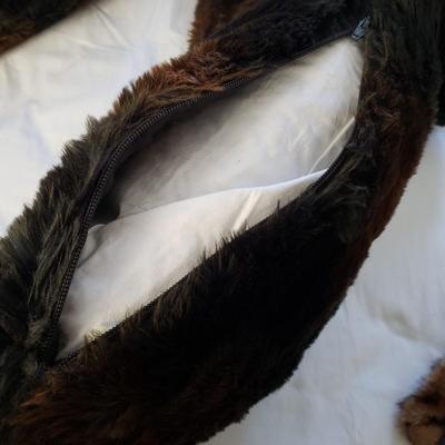 LOT 44Y: Faux Fur Pillows & Blankets by Restorarion Hardware & Others