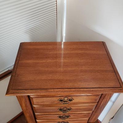 LOT 48Z: Vintage Wooden Jewelry Armoire