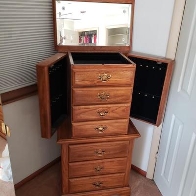 LOT 48Z: Vintage Wooden Jewelry Armoire