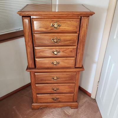 LOT 48Z: Vintage Wooden Jewelry Armoire