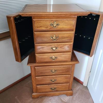 LOT 48Z: Vintage Wooden Jewelry Armoire