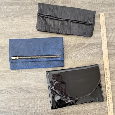 LOT 65: Clutches: Leather Nordstrom, Blue & Patent Leather w/ Chain