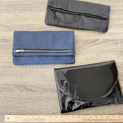 LOT 65: Clutches: Leather Nordstrom, Blue & Patent Leather w/ Chain