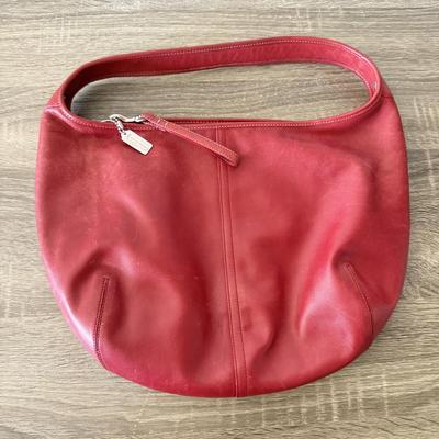 LOT 75L: Coach Red Leather Ergo Hobo Shoulder Bag