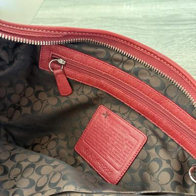 LOT 75L: Coach Red Leather Ergo Hobo Shoulder Bag