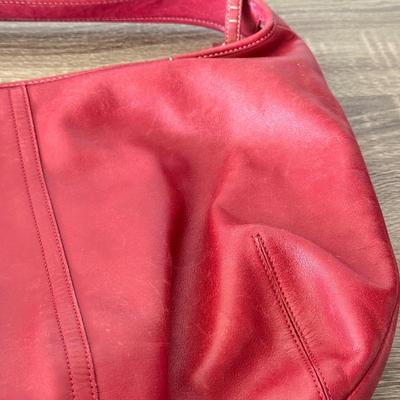 LOT 75L: Coach Red Leather Ergo Hobo Shoulder Bag