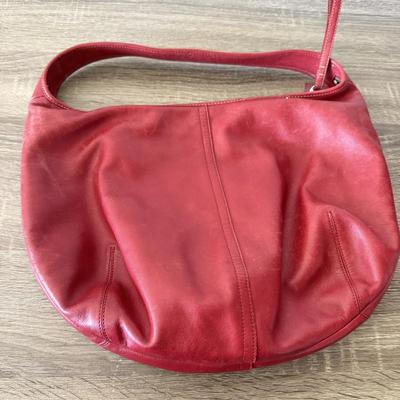 LOT 75L: Coach Red Leather Ergo Hobo Shoulder Bag