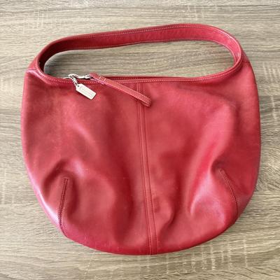 LOT 75L: Coach Red Leather Ergo Hobo Shoulder Bag