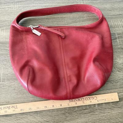 LOT 75L: Coach Red Leather Ergo Hobo Shoulder Bag