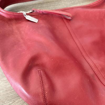 LOT 75L: Coach Red Leather Ergo Hobo Shoulder Bag
