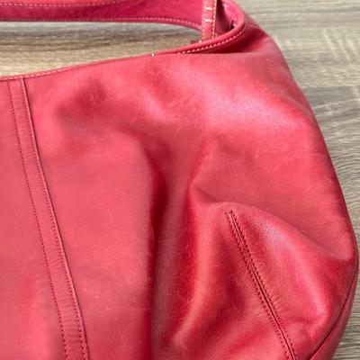 LOT 75L: Coach Red Leather Ergo Hobo Shoulder Bag