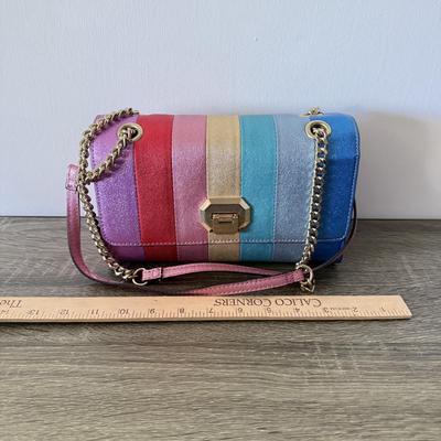 LOT 78L: Aldo Rainbow Glitter Purse, Navy Amanda Smith Shoulder Bag, Preivew Collection Purse & Green Hobo Shoulder Bag