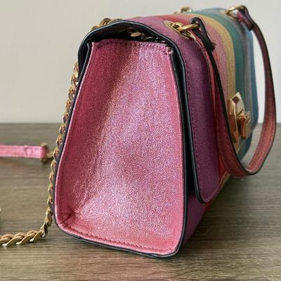 LOT 78L: Aldo Rainbow Glitter Purse, Navy Amanda Smith Shoulder Bag, Preivew Collection Purse & Green Hobo Shoulder Bag