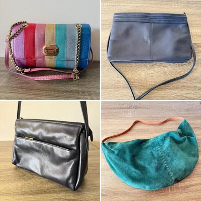 LOT 78L: Aldo Rainbow Glitter Purse, Navy Amanda Smith Shoulder Bag, Preivew Collection Purse & Green Hobo Shoulder Bag