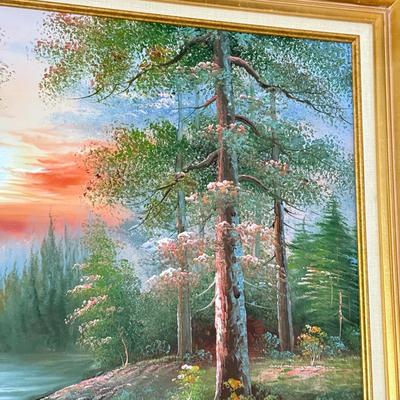 LOT 82F: Signed Roger Brown Landscape Painting (43" x 31.5")