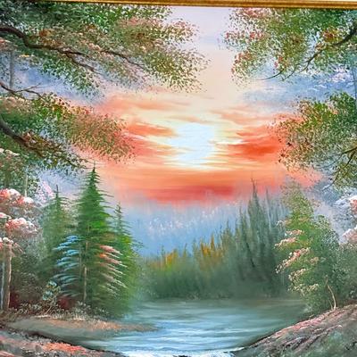 LOT 82F: Signed Roger Brown Landscape Painting (43" x 31.5")