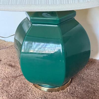 LOT 83F: Pair of Working Green Ceramic Base Table Lamps (27")