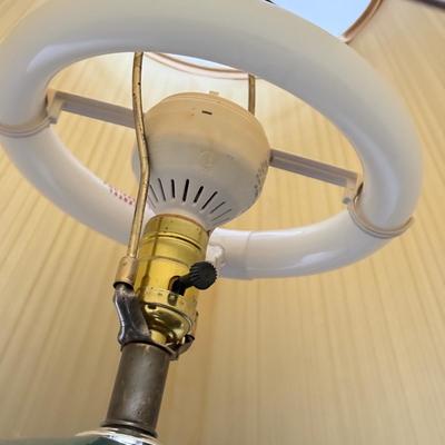 LOT 83F: Pair of Working Green Ceramic Base Table Lamps (27")