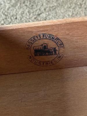 LOT 84F: Pair of Glass Top MCM Bassett Furniture End Tables