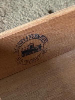 LOT 84F: Pair of Glass Top MCM Bassett Furniture End Tables