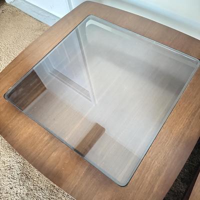 LOT 84F: Pair of Glass Top MCM Bassett Furniture End Tables