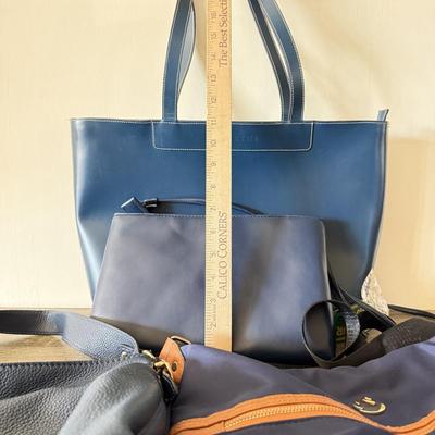 LOT 85L: Blue Bags: Michael Kors, Gloria Vanderbilt, Lamarthi & Four Seasons w/ Tags