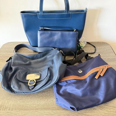 LOT 85L: Blue Bags: Michael Kors, Gloria Vanderbilt, Lamarthi & Four Seasons w/ Tags