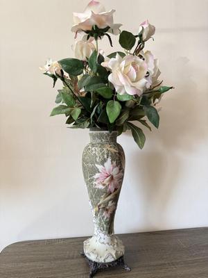 LOT 87L: Vintage Floral Porcelain Vase (17")