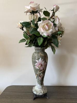 LOT 87L: Vintage Floral Porcelain Vase (17")