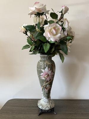 LOT 87L: Vintage Floral Porcelain Vase (17")